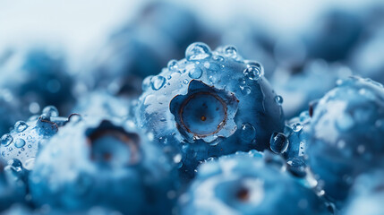  an image of close ups of blueberries in - obrazy, fototapety, plakaty