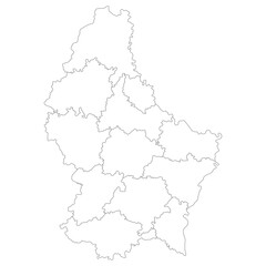 Obraz premium Luxembourg map. Map of Luxembourg in administrative provinces in white color