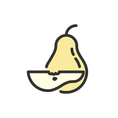 Pear fruit icon, vector color illustration