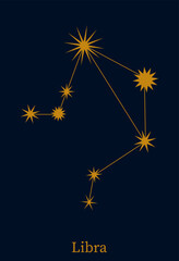 Libra zodiac constellation. Astronomical symbol horoscope. Minimalist style astrological sign vector illustration.
