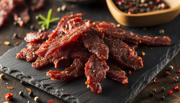 Freshly dried beef jerky 