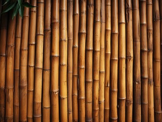 Naklejka premium A towering display of natural beauty and strength, a wall of bamboo sticks stands tall in the outdoors, a testament to the resilience of nature's wooden wonders