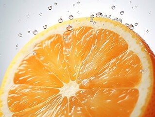 Fresh orange fruit with water droplets on it in white background