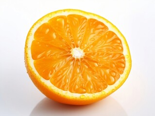 Fresh orange fruit with water droplets on it in white background