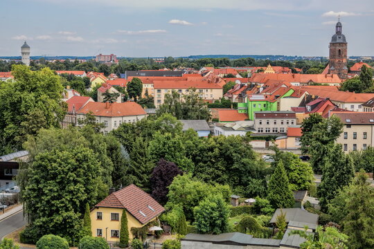 eilenburg, deutschland - blick vom burgberg auf die altstadt