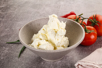 Soft Philadephia cheese in the bowl