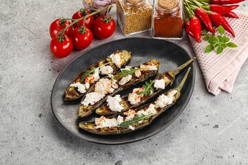 Grilled eggplant with feta cheese