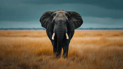 Fototapeta na wymiar A poignant image of an endangered animal an elephant 