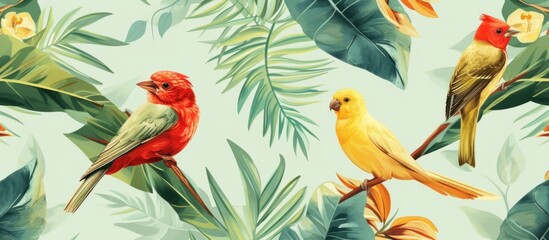 Obraz premium bird pattern for wallpaper in the colors tropical Generative AI