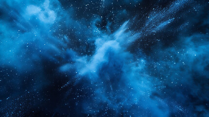  blue dust explosion on a blue background in - obrazy, fototapety, plakaty
