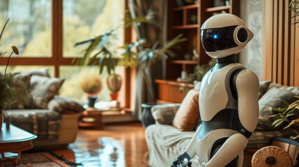 Fototapeta na wymiar HousekeeperBot: Portrait of a Domestic Humanoid Robot