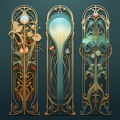 Art Nouveau Organic shapes, decorative motifs, and nature-inspired designs