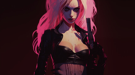 Cyber Punk Female, neonpunk, neoncore, lightcore, synthwave	