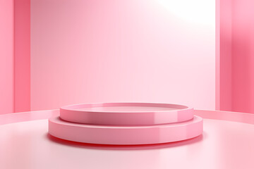 Pink podium 3d illustration background , mock up display with sparkle and glitter for beauty products or holiday event.	
