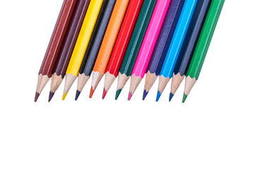 Color pencils on white background.