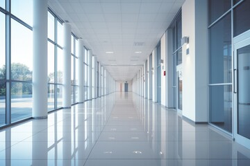 Modern Empty Office Corridor Interior Architecture Building Floor Design