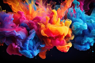 Abstract Rainbow of Colorful Ink in Water - Vibrant liquid paint in motion creating a stunning