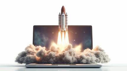 Space Shuttle Rocket starting from notebook