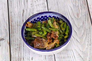 Roasted bacon with green bean