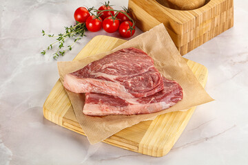 Uncooked raw beef steak for grill