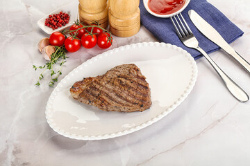 Grilled marble beef steak with sauce