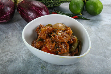 Asian cuisine - prawn in chili sauce
