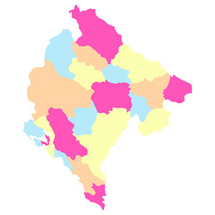 Fototapeta premium Montenegro map. Map of Montenegro in administrative provinces in multicolor