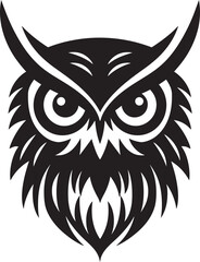 Midnight Guardian Owl in Dark VectorShadowed Mystery Black Owl Silhouette