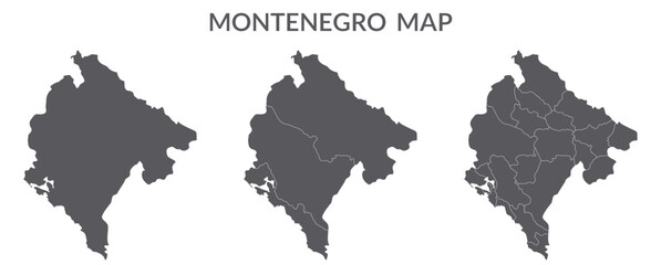 Montenegro map. Map of Montenegro in grey set