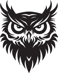Naklejka premium Twilight Guardian Owl in Dark SilhouetteEthereal Nocturne Black Owl Illustration