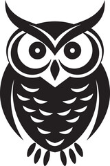 Moonlit Majesty Owl in Black VectorShadowed Serenade Black Owl Illustration