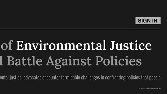 Term 'Environmental justice' highlighted on FAKE headlines news publications. Titles on black background. Can be used for editorial AND non editorial content as everything is 100% fake