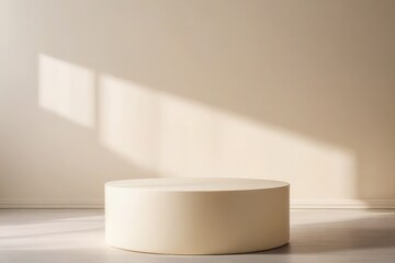 Premium quality product display neutral beige color shadows and podium background. Ai Generative