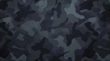 Foto op Canvas Camouflage pattern. Trendy dark gray camouflage fabric. Military texture. Dark background © Orxan