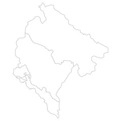 Montenegro map. Map of Montenegro  three mains regions in white