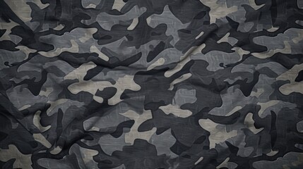 Camouflage pattern. Trendy dark gray camouflage fabric. Military texture. Dark background - obrazy, fototapety, plakaty