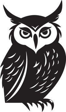 Mystic Guardian Owl in Black IllustrationShadowed Nocturne Black Owl Design