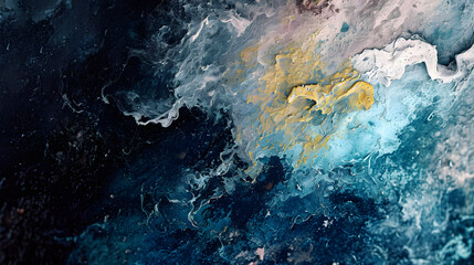 Abstract Painting of Blue and Yellow Colors