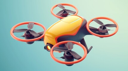 Drone 3d cartoon vector icon