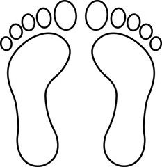 Human footprints icon. Foot imprint, footsteps line black vector collection isolated on transparent background. Human footprints silhouette. Barefoot, sneaker and footstep for web and app.