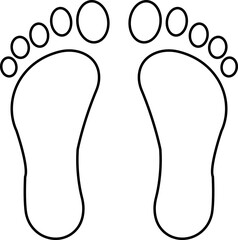 Human footprints icon. Foot imprint, footsteps line black vector collection isolated on transparent background. Human footprints silhouette. Barefoot, sneaker and footstep for web and app.