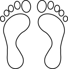 Human footprints icon. Foot imprint, footsteps line black vector collection isolated on transparent background. Human footprints silhouette. Barefoot, sneaker and footstep for web and app.