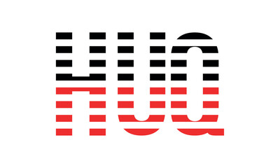 HUQ three initial letter iconic line negative space minimal logo design vector template. monogram, abstract, wordmark, business, typography, minimalist, brand, company, flat, modern, unique, simple