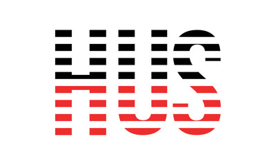 HUS three initial letter iconic line negative space minimal logo design vector template. monogram, abstract, wordmark, business, typography, minimalist, brand, company, flat, modern, unique, simple