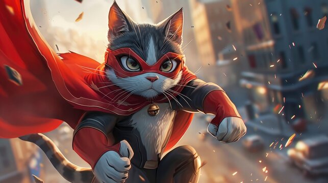 Superhero Cat Defending the Feline Realm