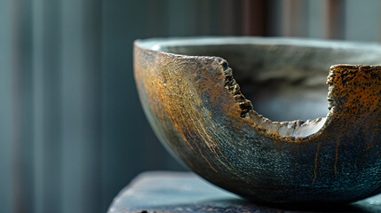Close-Up of a Ceramic Bowl on a Wooden Table