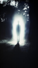 Ghostly apparition in the dark forest