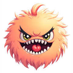 A Peach Fuzz Color Monster Illustration with Transparent Background