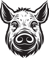 Shadowplay Swine Black Piggy IllustrationNightshade Oink Stylish Pig Vector