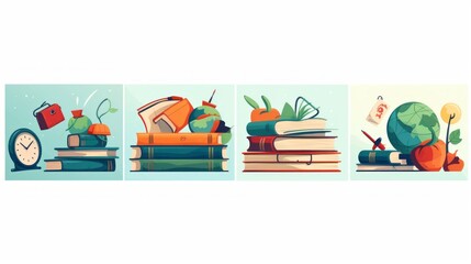 Vibrant back-to-school vector collection: educational objects in flat design